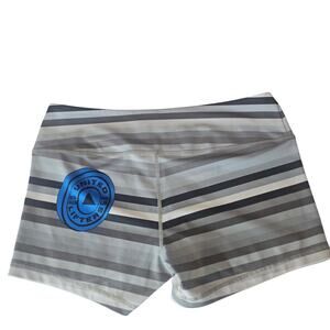 United Lifters Gray Striped Active Shorts Women's L Activewear Crossfit 3568